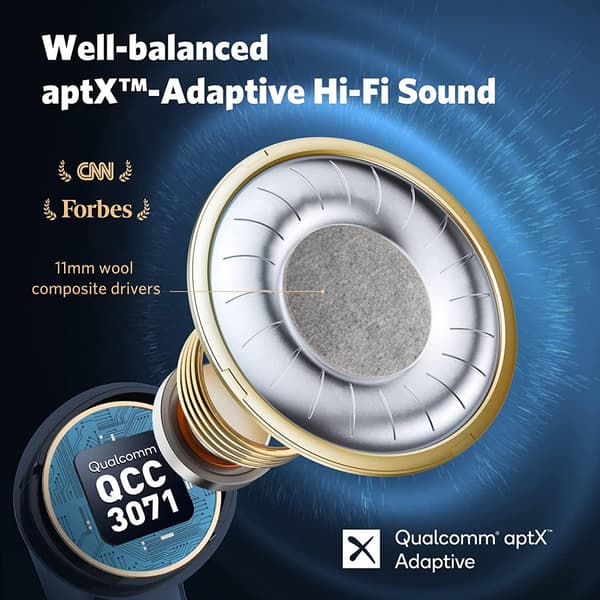 Earfun Air Pro 3 trådløse in-ear hovedtelefoner Bluetooth 5.3 Sort
