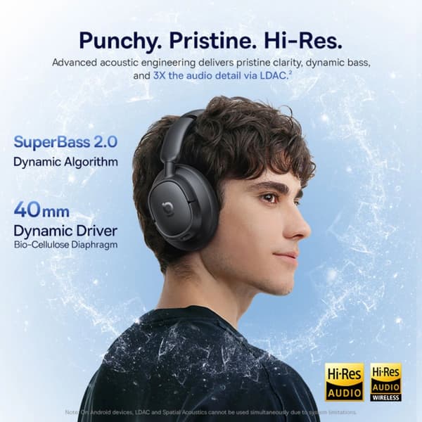 Baseus BH1 NC langattomat kuulokkeet, over-ear, Bluetooth 6.0, musta