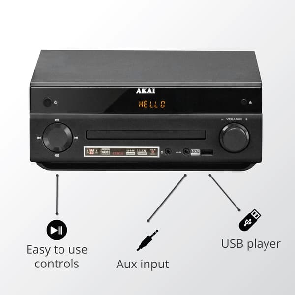 AKAI AM-301B Bluetooth FM-radio tårn Sort