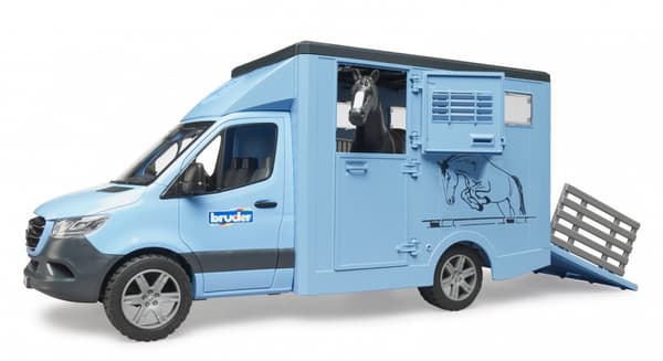 BRUDER Mercedes Benz Sprinter -hevoskuljetusauto hevosfiguurilla
