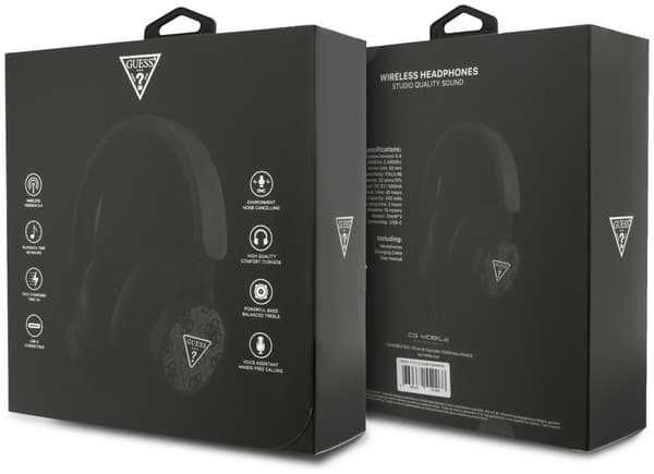 GUESS 4G Triangle Logo On-Ear Hovedtelefoner Sort
