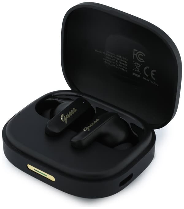GUESS Script Metal Logo In-Ear Hovedtelefoner Sort med oversætter
