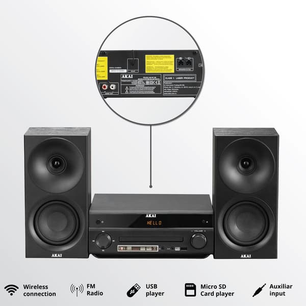 AKAI AM-301B Bluetooth FM-radio tårn Sort