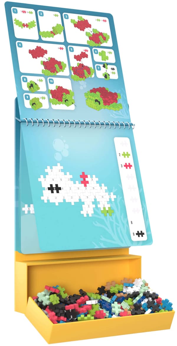 PLUS-PLUS palikkapelit Puzzle by number Activity Pad merellinen 014-3991