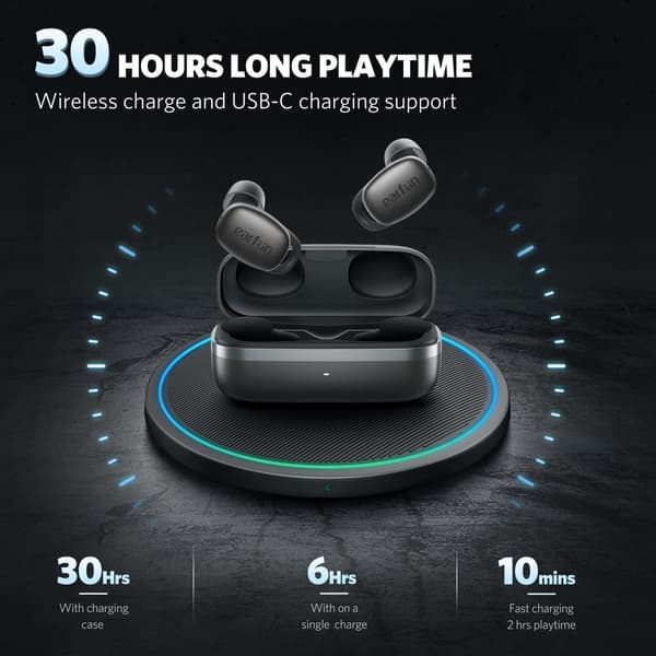 Earfun Free Pro 2 Trådløse In-ear Hovedtelefoner Bluetooth 5.2 Sort