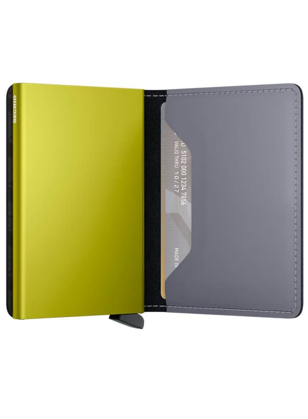 RFID-suojattu Secrid Slimwallet Matte -lompakko - harmaa / lime