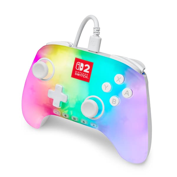 PowerA Advantage Wired Controller Lumectra White -ohjain Nintendo Switch 2:lle, langallinen