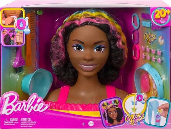 BARBIE DUKKE STYLINGHOVED + tilbehør Afro HMD79