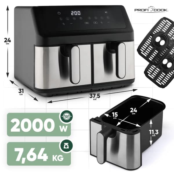 Ilmakeitin ProfiCook PC-FR 1296 H 2000W 9l