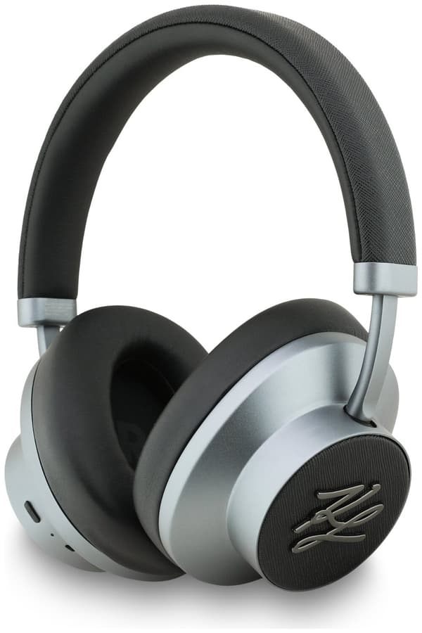 KARL LAGERFELD Grained Initials Bluetooth ANC On-Ear Hovedtelefoner Sort