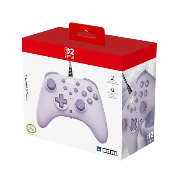 Hori Turbo Cozy Lavender-controller til Nintendo Switch 2 med ledning