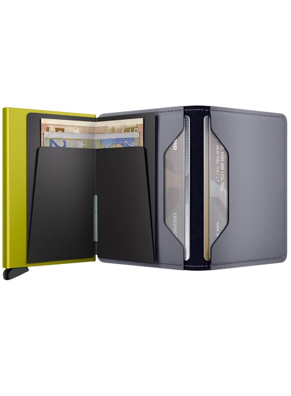RFID-suojattu Secrid Slimwallet Matte -lompakko - harmaa / lime