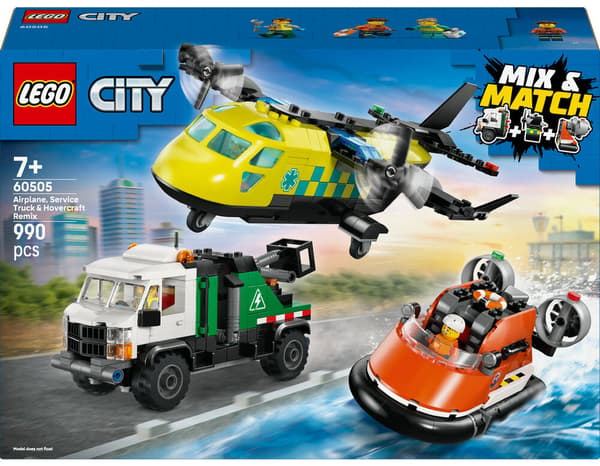 LEGO 60505 City Sæt med fly, servicelastbil og luftpudefartøj