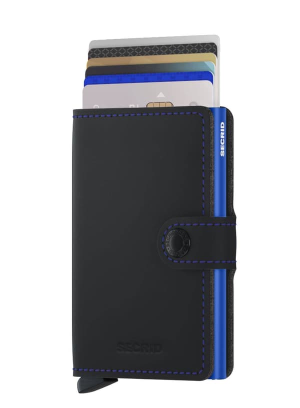 Elegant RFID Secrid Miniwallet Matte - mat sort / blå