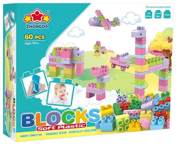 Bløde klodser - bløde byggeklodser 60 elementer
