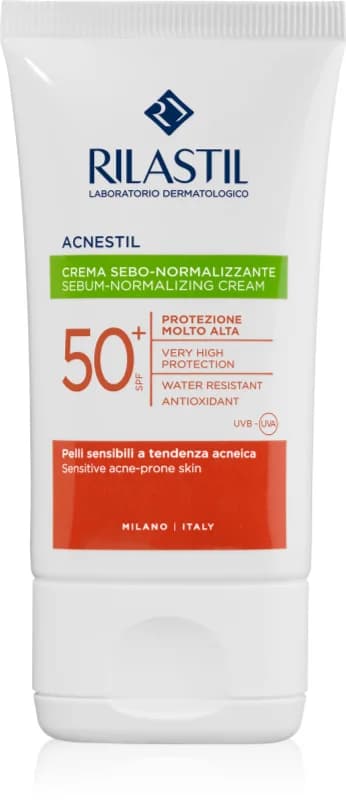 Skyddande mattande ansiktskräm SPF 50+ Rilastil Acnestil 40 g
