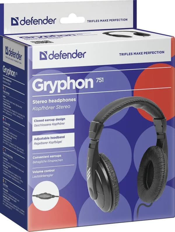 Kablede hovedtelefoner Defender Gryphon 751 On-ear Sort