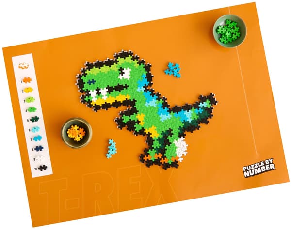 PLUS-PLUS plastikklodser Puslespil efter nummer T-rex 014-4334