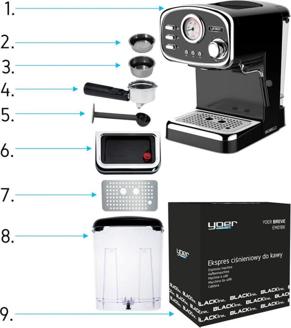 Espressomaskin YOER BLACKline Breve EM01BK
