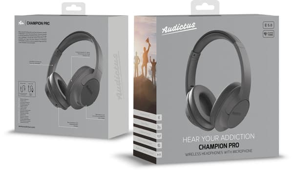 Audictus CHAMPION PRO Trådløse hovedtelefoner Over-ear Bluetooth 5.0 Sort