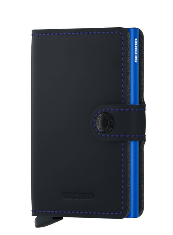 Elegant RFID Secrid Miniwallet Matte - mat sort / blå