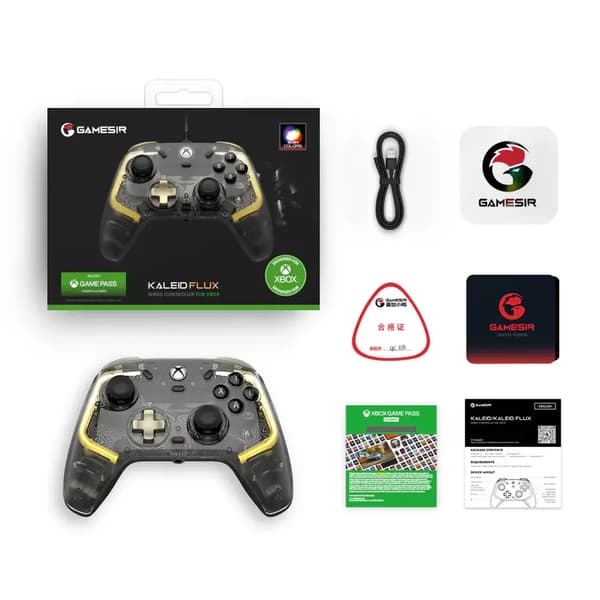 GameSir HRG7112 Kaleid Flux Wired Controller til PC Xbox Wired Transparent-sort