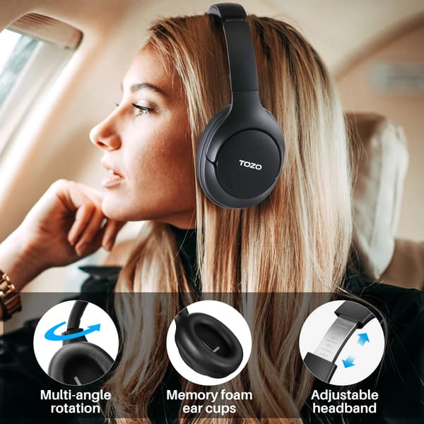 Tozo H10 Trådløse Over-Ear Hovedtelefoner Bluetooth 5.3 Sort