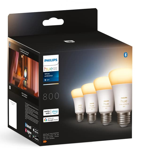 Philips Hue White Ambiance E27 LED-lampa 4-pack