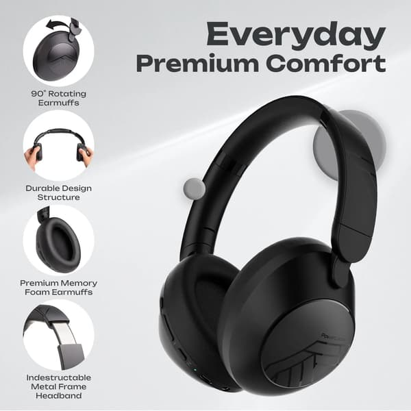 PowerLocus Orion trådløse hovedtelefoner Over-ear Bluetooth 5.4 Sort