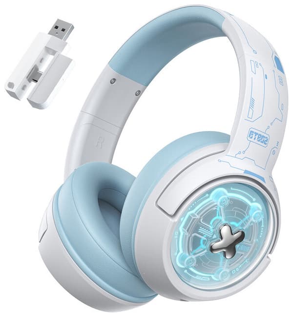 ONIKUMA GT802 Trådlösa hörlurar, Over-ear Vit-blå
