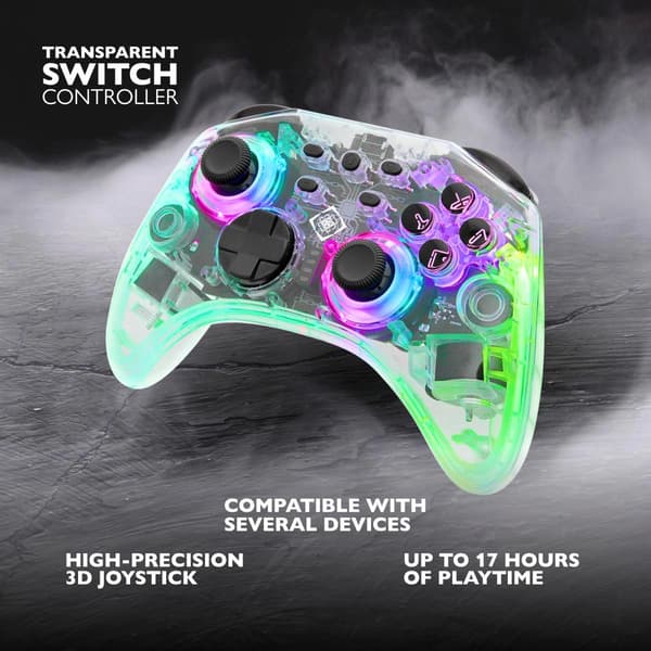Deltaco GAM-149-T-kontroll för Nintendo Switch, PC Trådlös Transparent