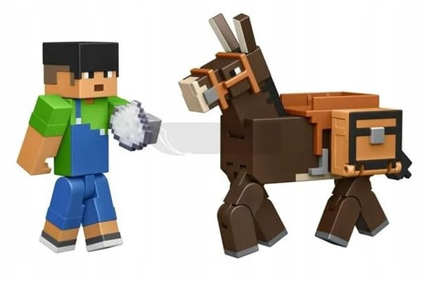 MINECRAFT FIGUR SUNNY pixel figur, ÆSEL + tilbehør HTL90