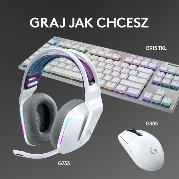 Logitech G733 Lightspeed Hovedtelefoner Hvid (981-000883)