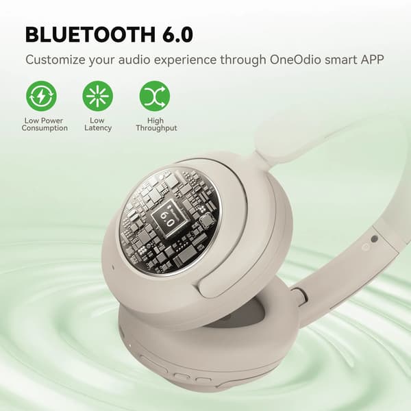 Oneodio Focus A6 ANC trådløse hovedtelefoner over-ear Bluetooth 6.0 Beige