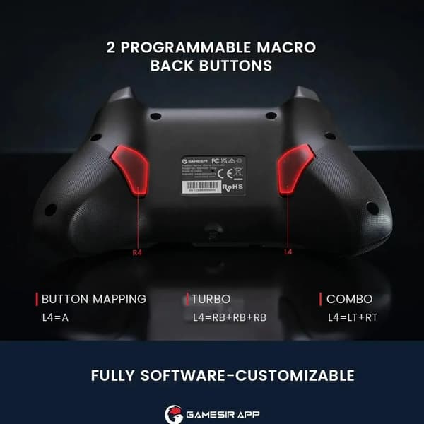 GameSir HRG7107 T4 Cyclone Pro Controller til PC Nintendo Switch iOS Android Trådløs/Kablet Sort