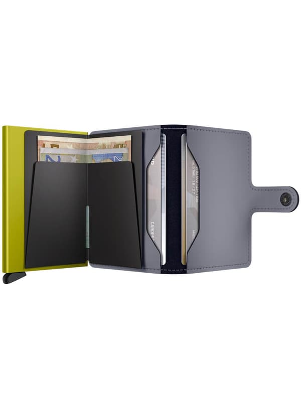 Kompakti RFID-lompakko Secrid Miniwallet Matte - harmaa / lime