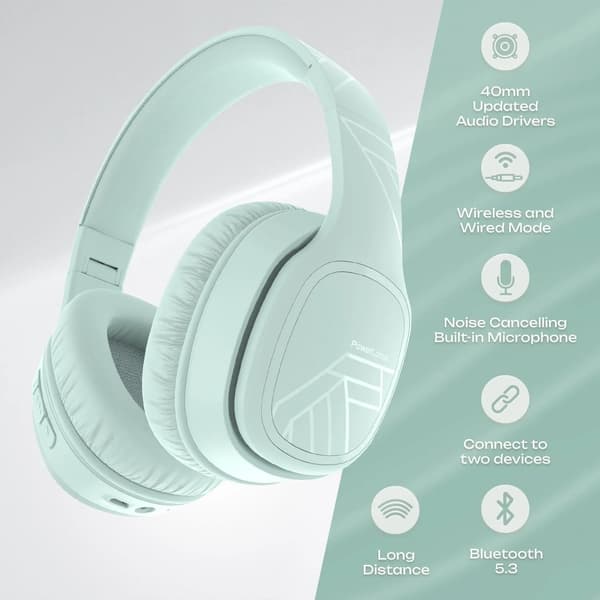PowerLocus P7 Mint Trådløse On-Ear Bluetooth 5.3 Hovedtelefoner Mint