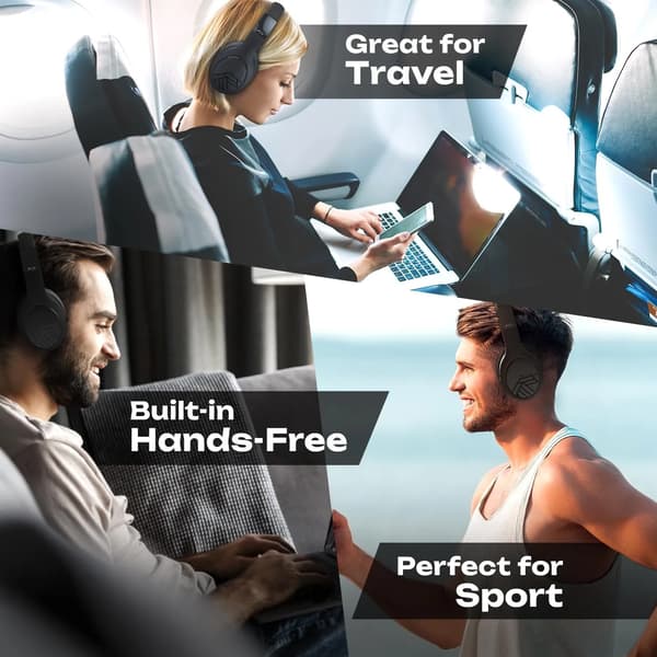 PowerLocus P19 sorte trådløse on-ear Bluetooth 5.3 hovedtelefoner