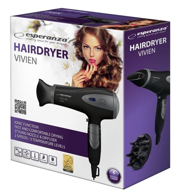 Hårtørrer ESPERANZA Ionic Vivien EBH005K 2200W