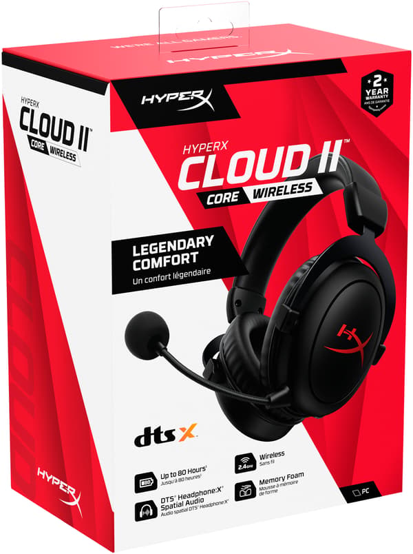 HYPERX Cloud II Core trådlösa hörlurar, Over-ear, Surroundljud