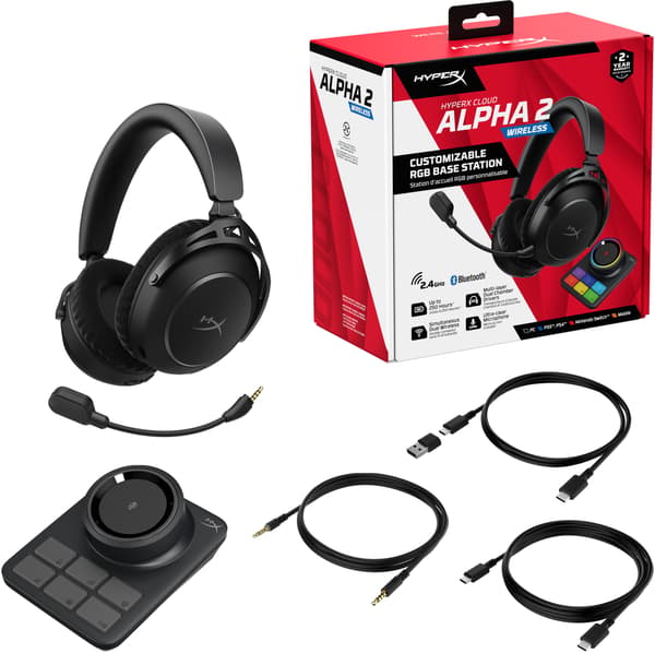 HYPERX Cloud Alpha 2 trådlösa hörlurar, over-ear, surroundljud