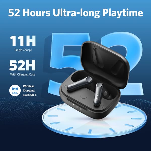 Earfun Air Pro 4 ANC trådløse in-ear hovedtelefoner Bluetooth 5.4 Sort
