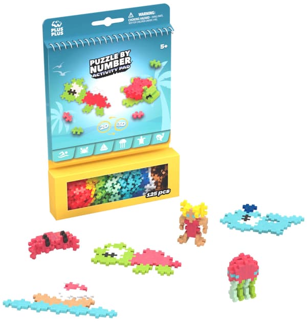 PLUS-PLUS palikkapelit Puzzle by number Activity Pad merellinen 014-3991