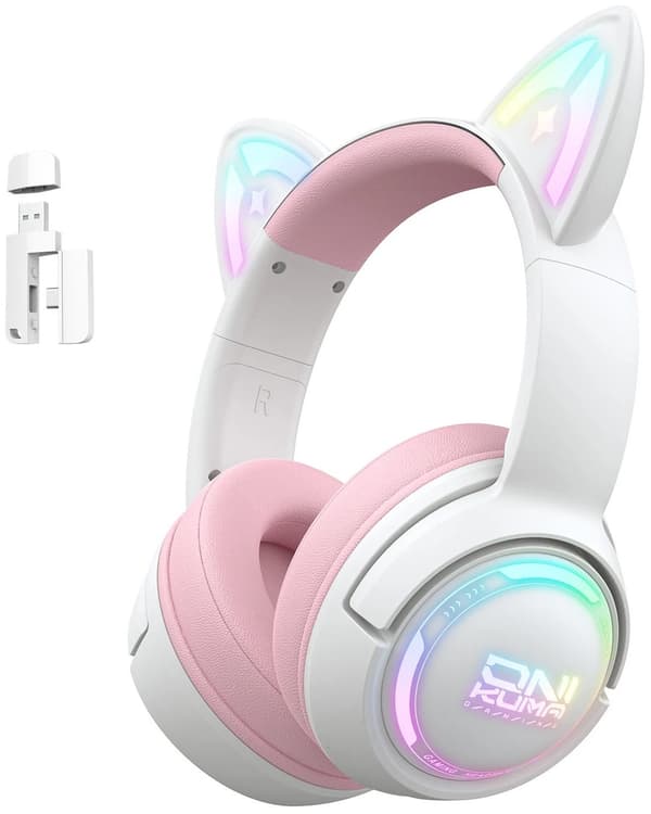 ONIKUMA GT838 Over-Ear Hörlurar Vit-Rosa