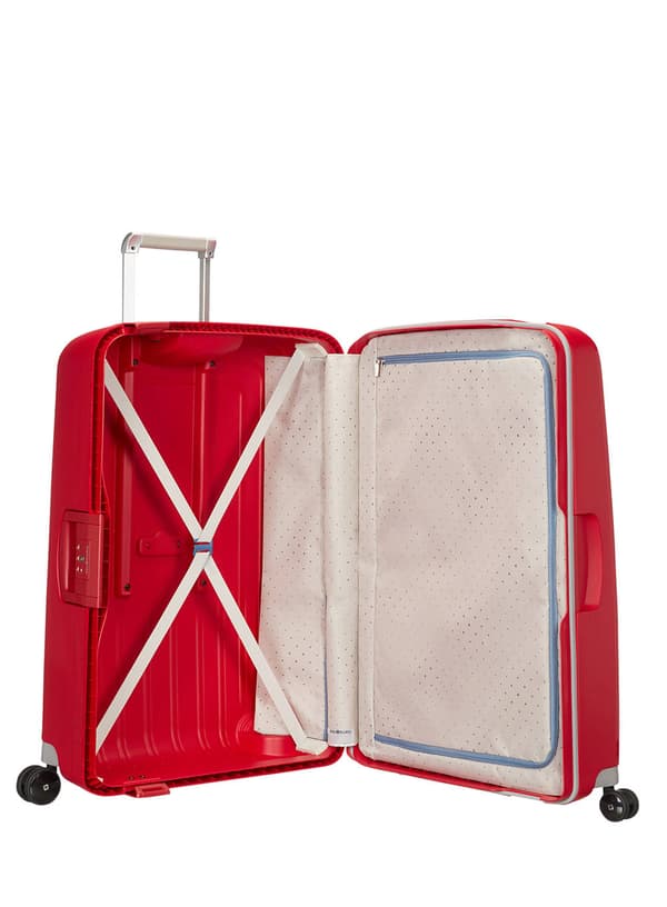 Stor XL Samsonite S'Cure kuffert 138 l - crimson rød