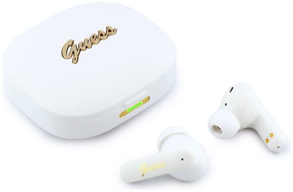 GUESS Script Metal Logo In-ear hovedtelefoner Hvid med oversætter