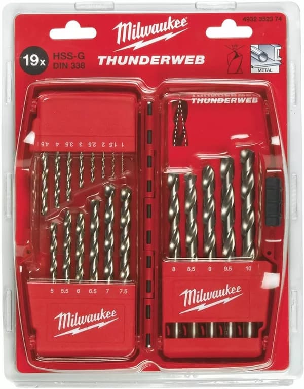 Milwaukee Thunderweb HSS-G metalborsæt (19 stk.)