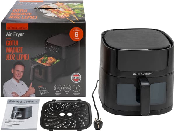 Airfryer GÖTZE & JENSEN AF610K 6L 8 automatiske programmer