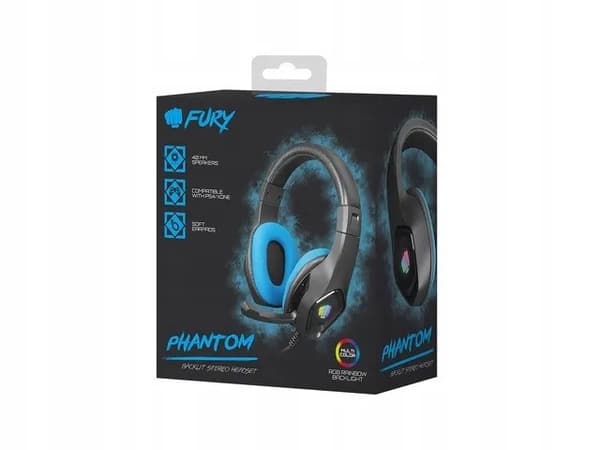 Fury Phantom kablede hovedtelefoner med mikrofon, over-ear, sort-blå