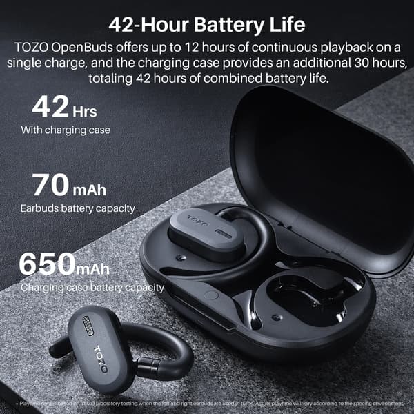 Tozo OpenBuds trådløse in-ear hovedtelefoner Bluetooth 5.3 Sort